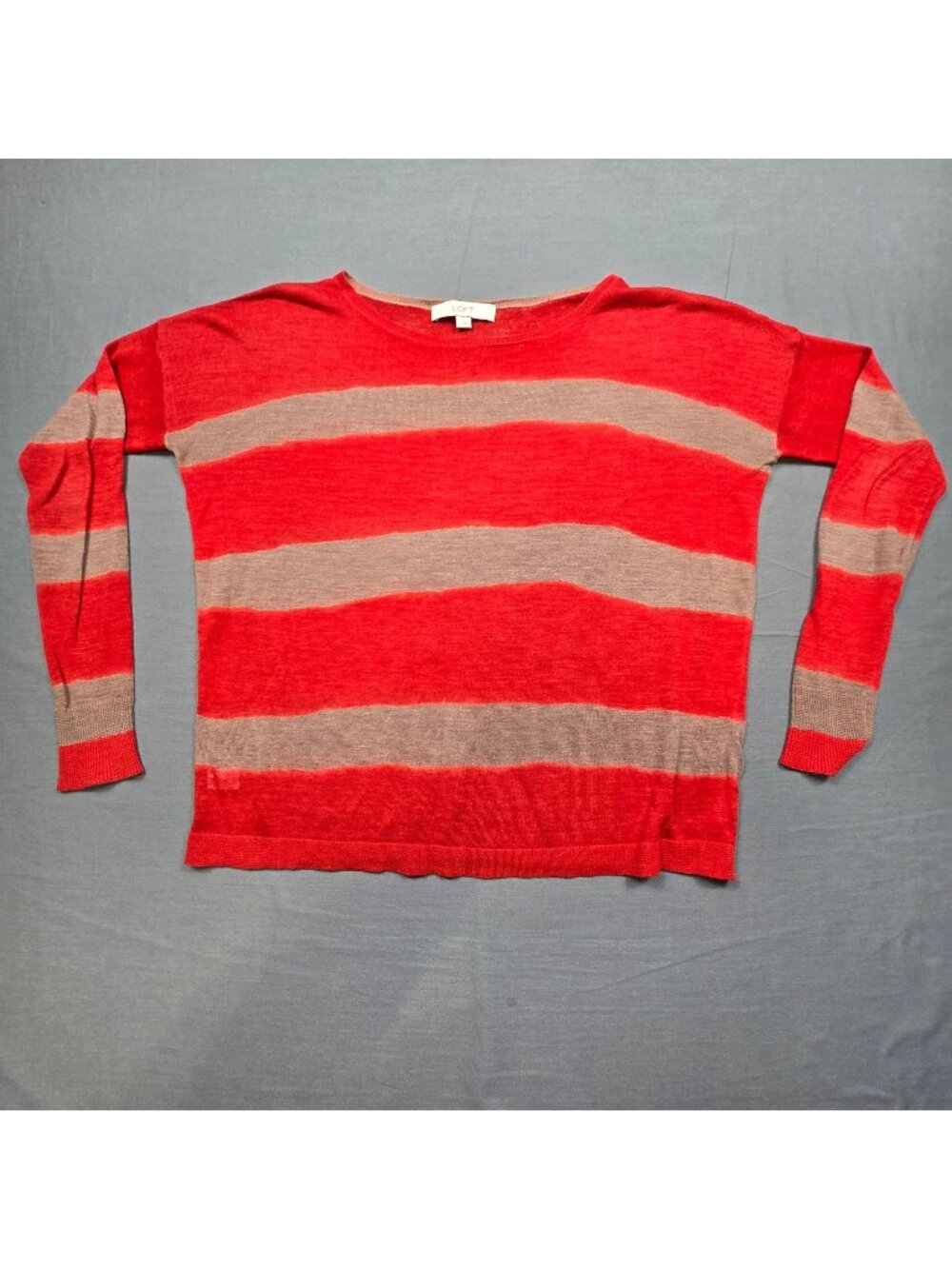 Ann Taylor LOFT Medium Striped Lightweight Sweater Red/Brown Casual Knit